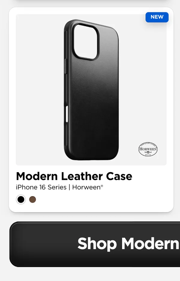 Modern Leather Case iPhone 16. Black Horween