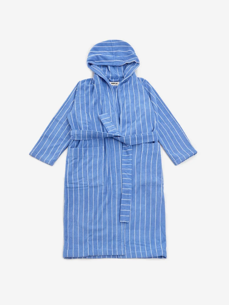 Image of TEKLA Hooded Striped Bathrobe - Marseille