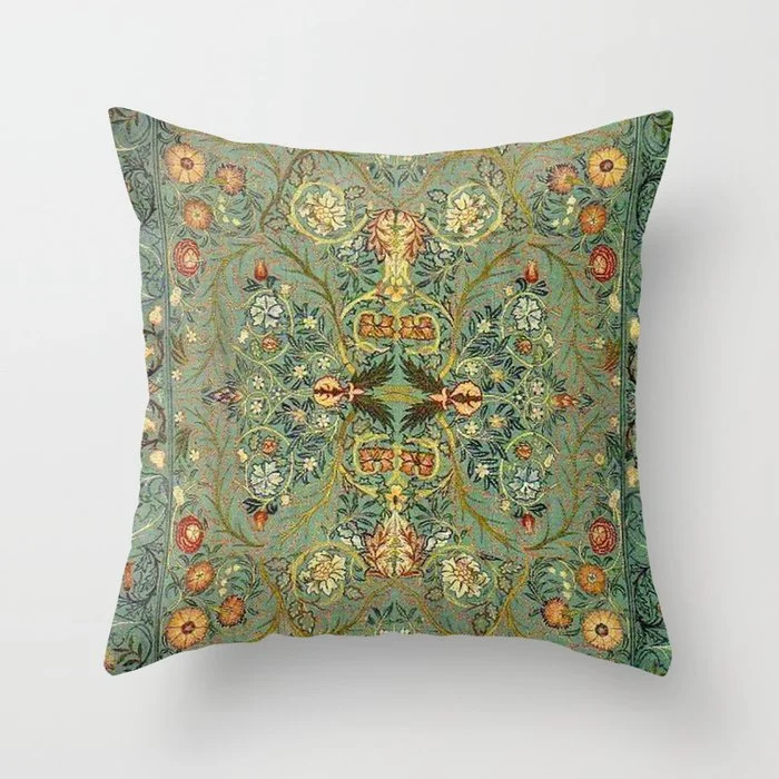 William Morris Antique Acanthus Floral Throw Pillow Throw Pillow