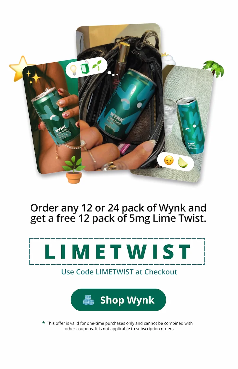 Photos of cans of Lime Twist in Wynk consumers' hands with emojis of stars and limes.
