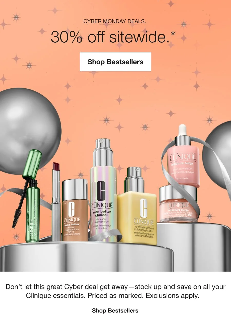 Cyber Monday Deals. | 30% off sitewide.| Shop Bestsellers | Clinique.com  exclusive.