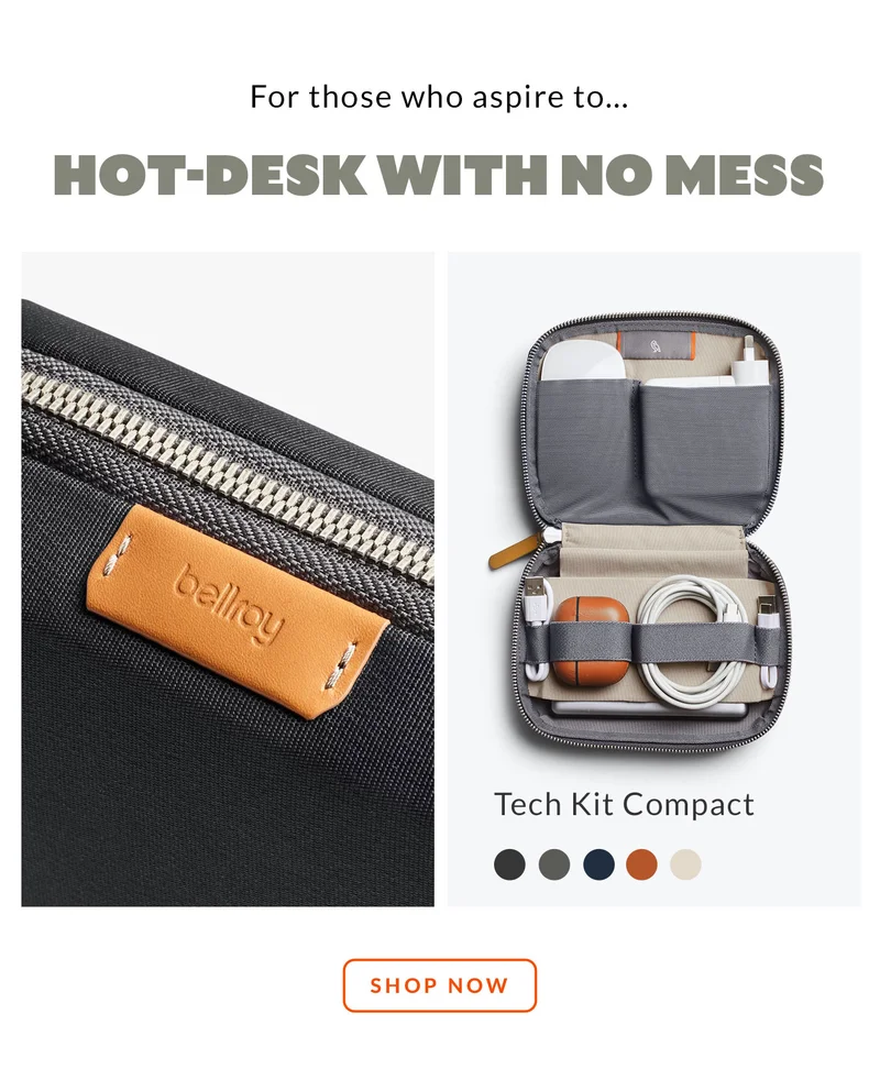 Hot-desk, with no mess. Tech Kit Compact – Slate