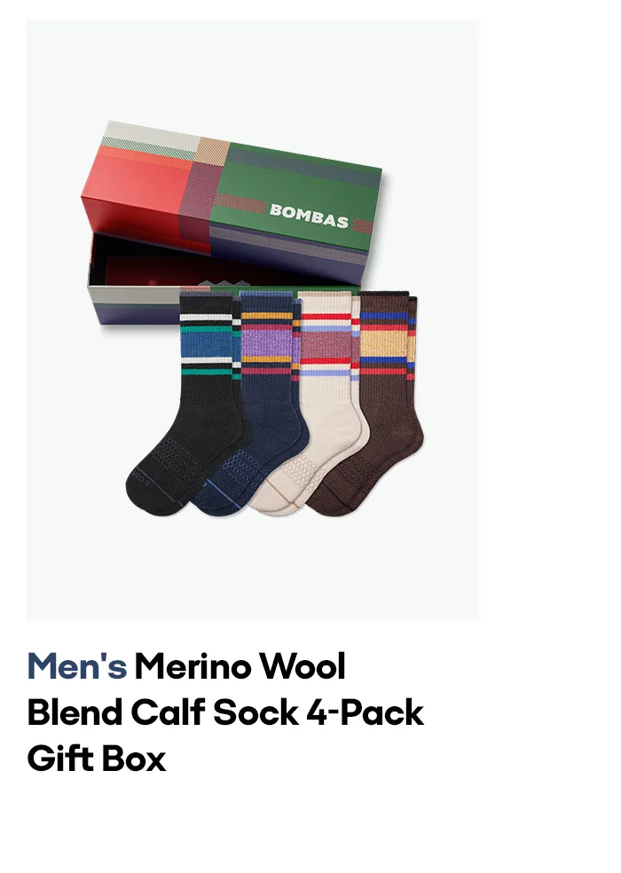 Men's Merino Wool Blend Calf Sock 4-Pack Gift Box