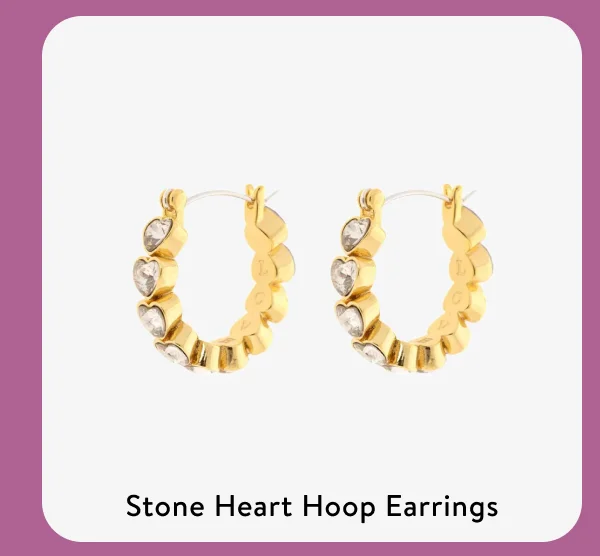 Stone Heart Hoop Earrings