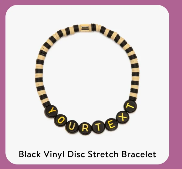 Black Vinyl Disc Stretch Bracelet