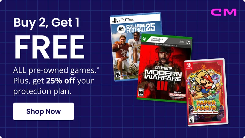 Buy 2, Get 1 FREE ALL pre-owned games.* Plus, get 25% off your protection plan. Shop Now