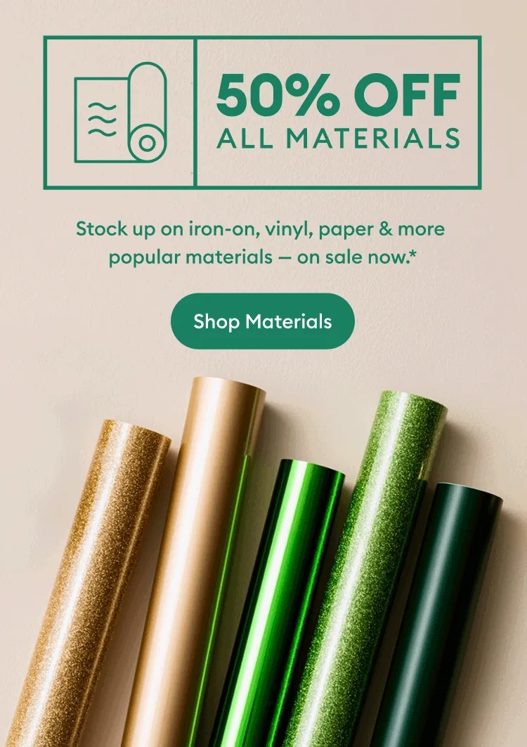 50% OFF ALL MATERIALS.