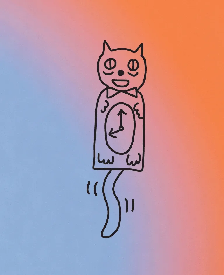 A cat clock ticking back and forth