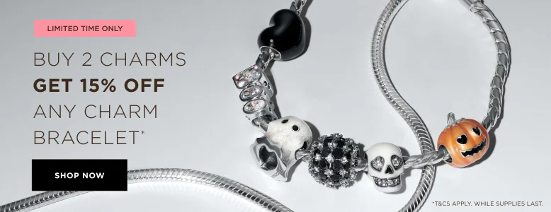 Buy 2 charms, get 15% off any charm bracelet