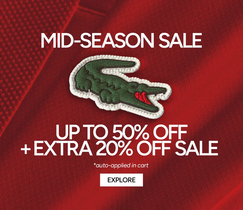 Mid-Season Sale, Up to 50% Off + Extra 20% Off Sale auto-applied in cart, explore.