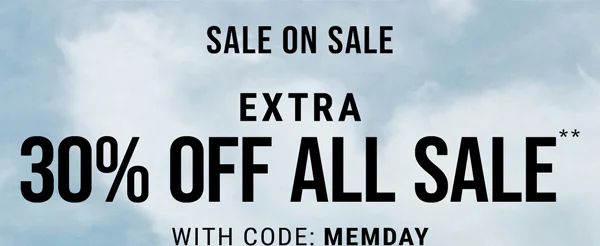 Sale on Sale Extra 30% Off* All Sale With Code: discount code