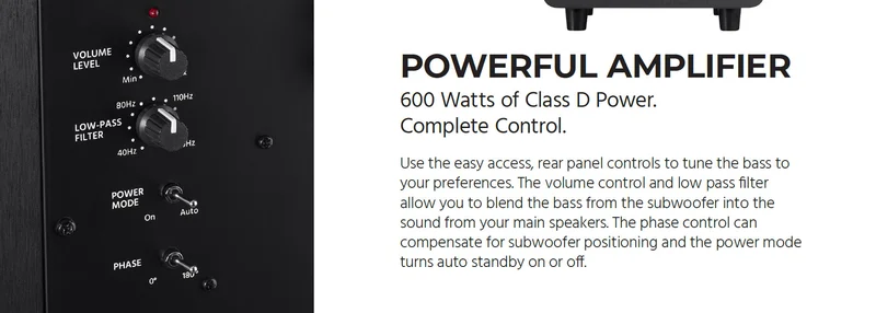 Monoprice SW-15 15in 600 Watt RMS (800 Watt Peak) Powered Subwoofer