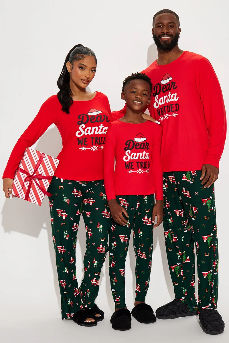 Image of Dear Santa Matching Family PJ Pant Set - Red/combo