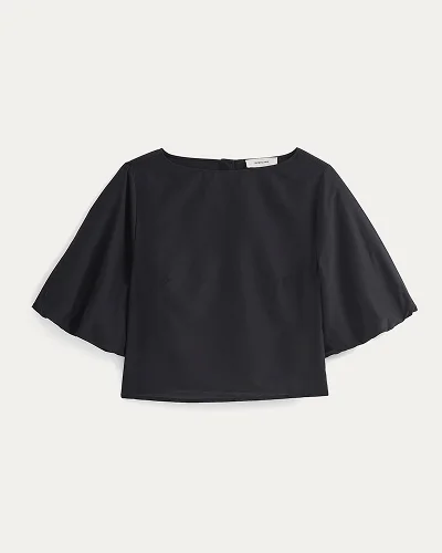 Image | Bubble-Sleeve Top | Black
