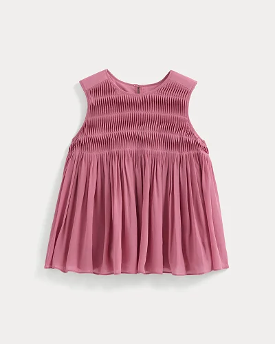 Image | Twisted Pleat Tank in Silk Georgette | Heather Rose