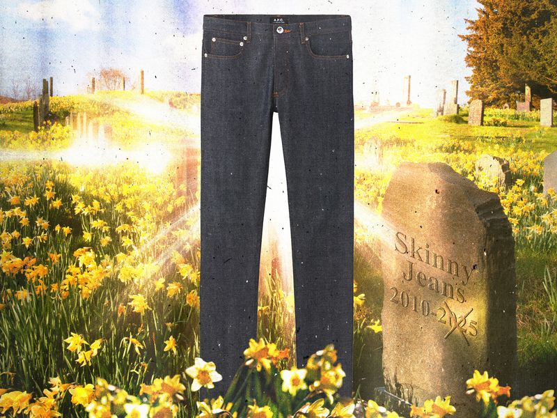 Image may contain: Clothing, Pants, Jeans, Tomb, Gravestone, Flower, and Plant