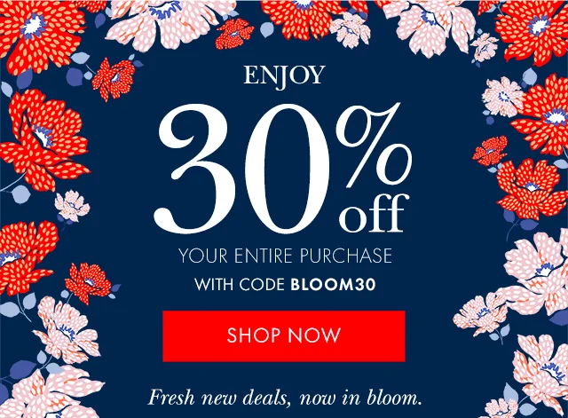 Enjoy 30% Off Your Entire Purchase with code discount code