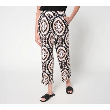 Belle Boho by Kim Gravel Regular Rayon Spandex Geo Wide Leg Pants