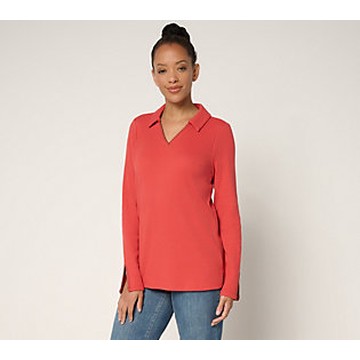 Belle by Kim Gravel Baby Waffle Blanket Stitch Polo Collar Top