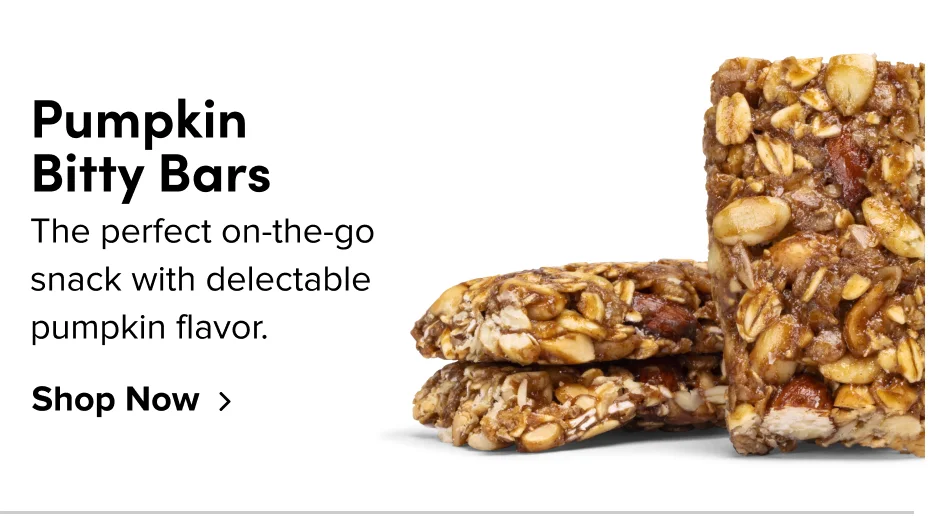 Pumpkin Bitty Bars The perfect on-the-go snack with delectable pumpkin flavor. Shop Now