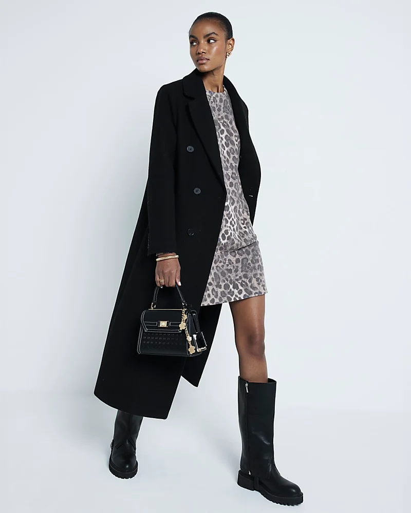 Brown Leopard Mini Sweatshirt Dress