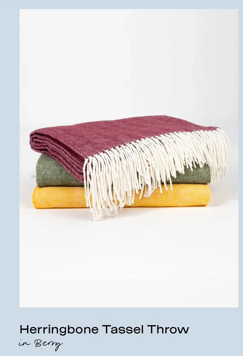Herringbone Tassel Throw in Berry - Shop Now: