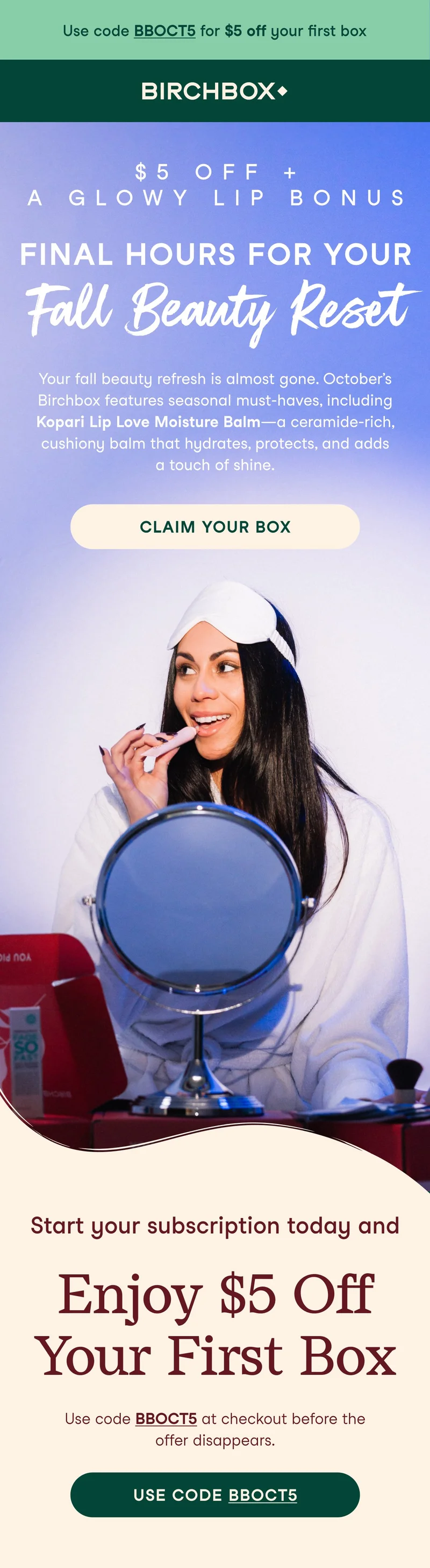 $5 Off + A Glowy Lip Bonus $5 Off + A Glowy Lip Bonus