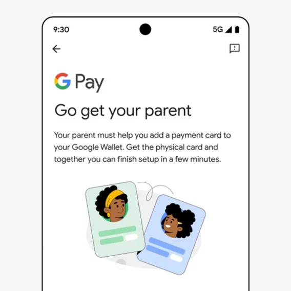 Picture of a smartphone with an app reading 'Go get your parent'