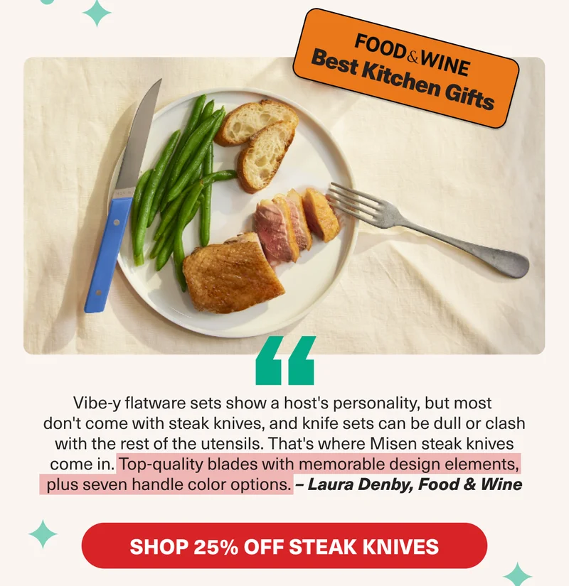 Food & Wine Best Kitchen Gifts - Shop 25% Off Steak Knives