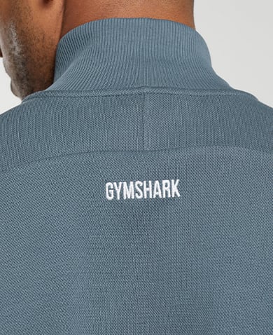 PIQUE TRACK JACKET - TITANIUM BLUE/FRESH BLUE.