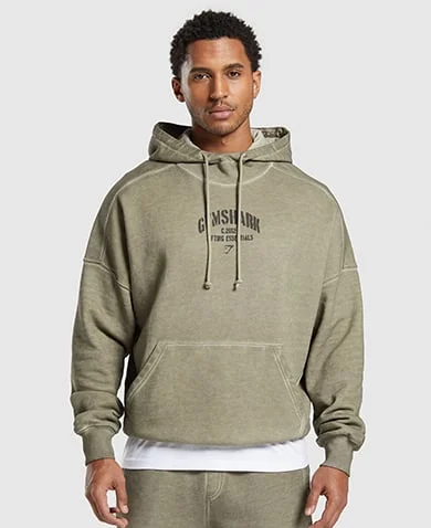 HEAVYWEIGHT WASHED HOODIE - UTILITY GREEN.