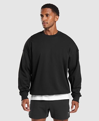 REST DAY ESSENTIALS CREW - BLACK.