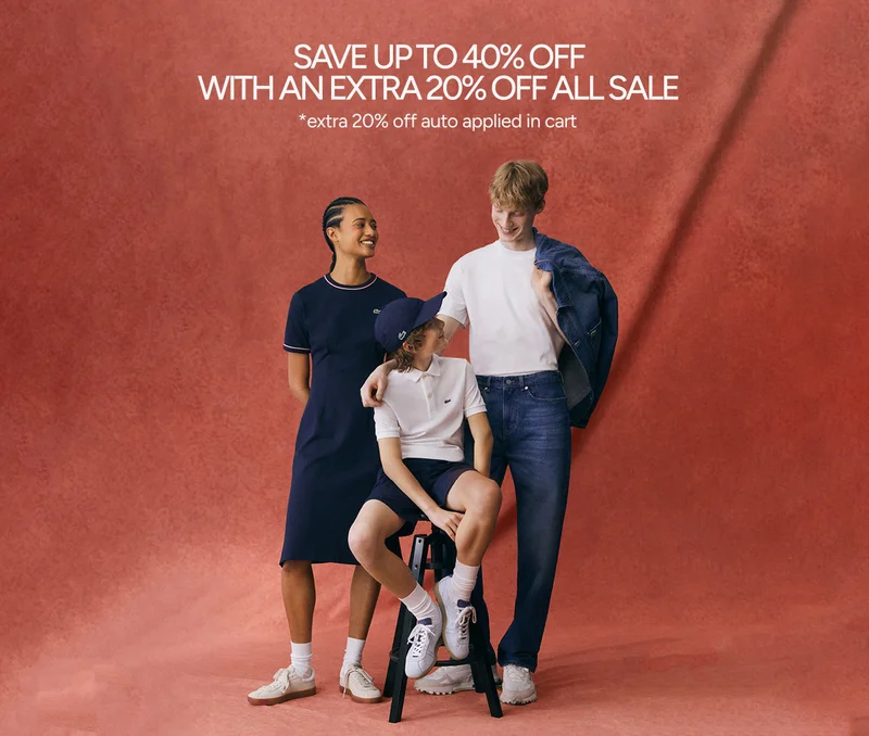 Save up to 40% off with an extra 20% off ALL sale. *Extra 20% auto applied in cart.
