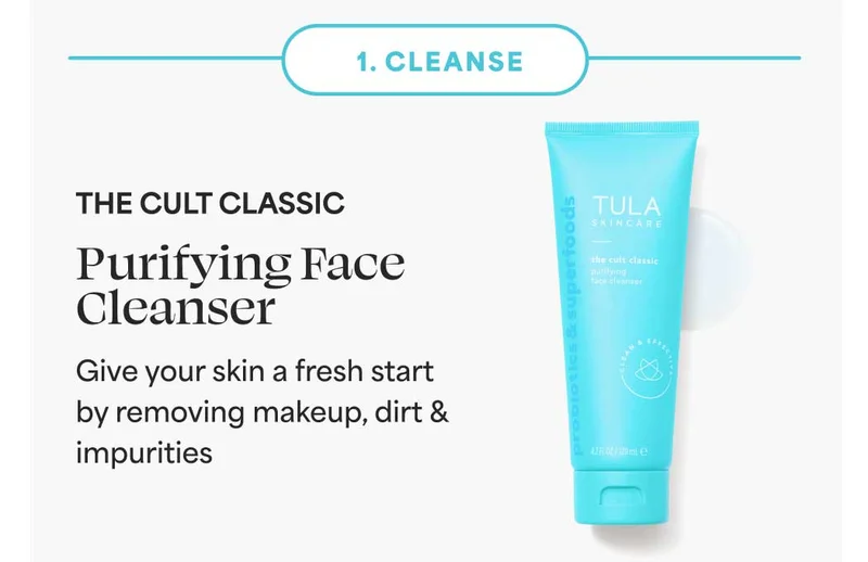 1. CLEANSE the cult classic purifying face cleanser  Give your skin a fresh start by removing makeup, dirt & impurities.