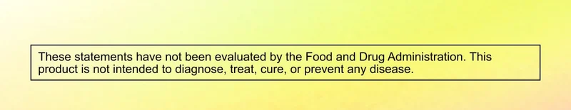 FDA disclaimer stating the product is not intended to diagnose, treat, cure, or prevent any disease.