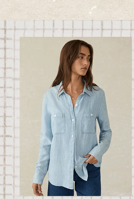 Tried & True Chambray Shirt- Mid Wash