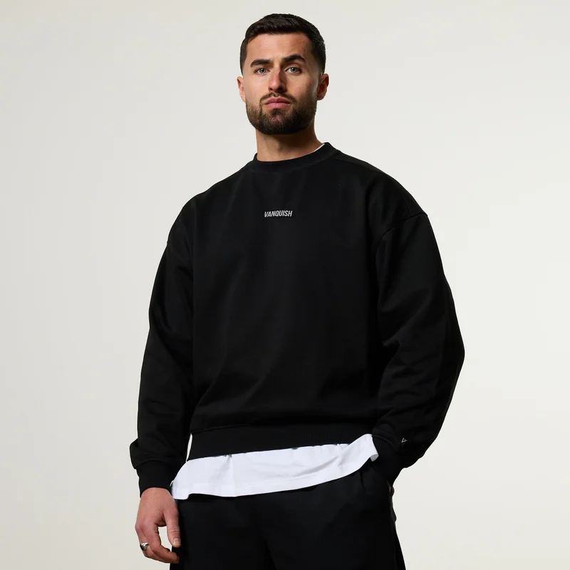 Image of Vanquish Essential V2 Black Oversized Boxy Sweatshirt