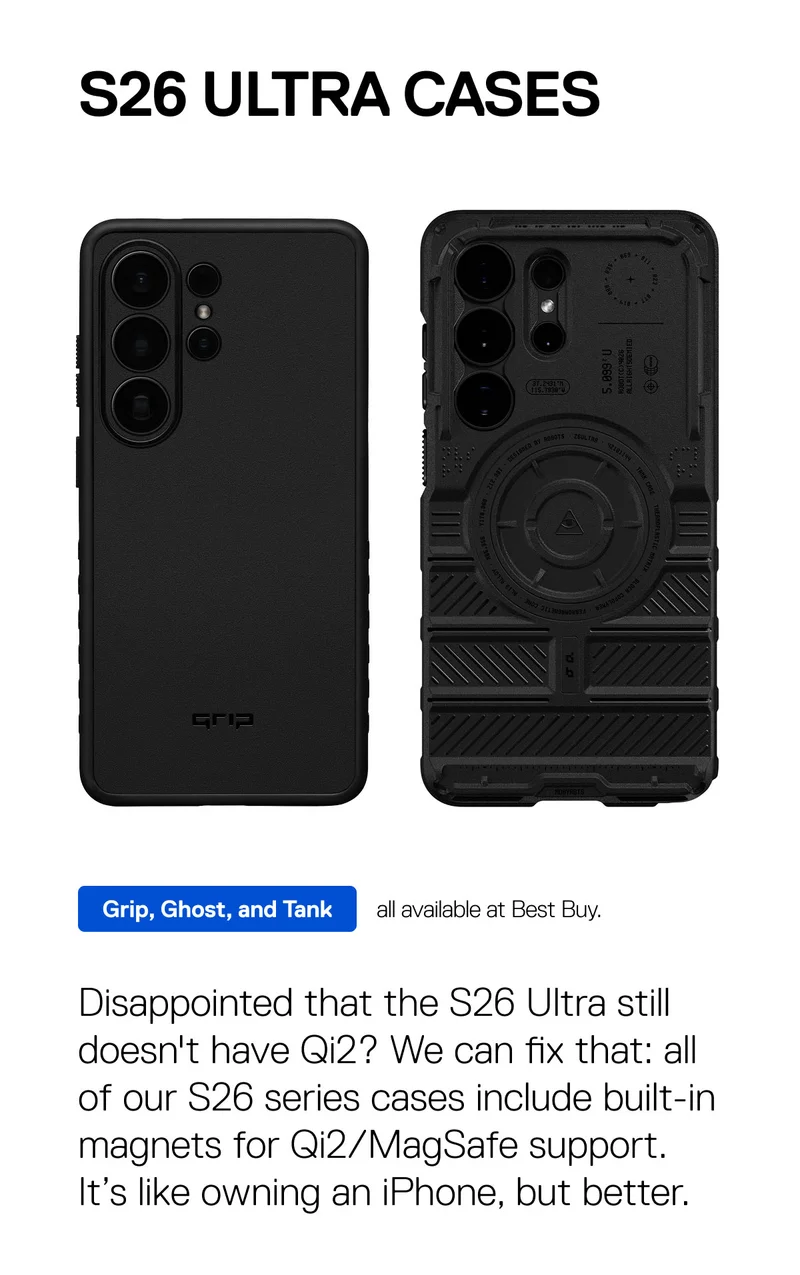 Our entire S26 Ultra case range is shipping now from Best Buy.