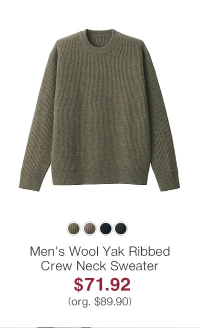 Shop Men's Wool Yak Ribbed Crew Neck Sweater