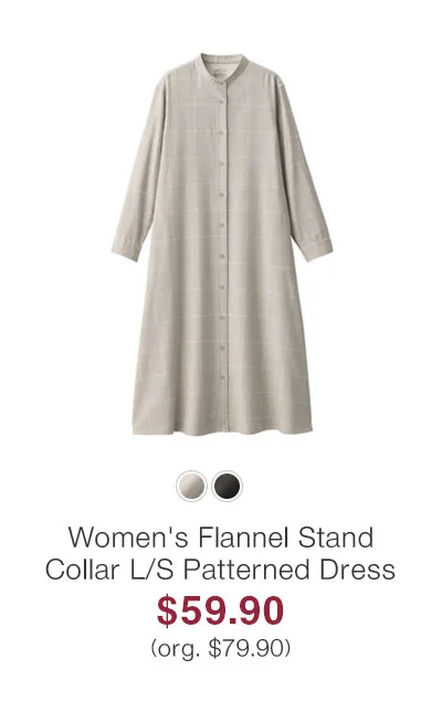 Shop Women's Flannel Stand Collar L/S Patterned Dress