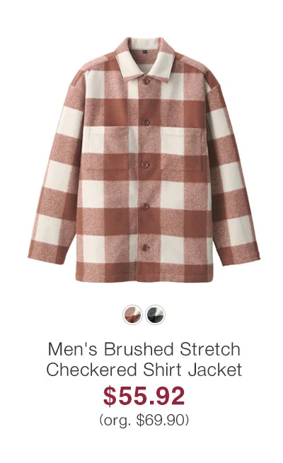 Shop Men's Brushed Stretch Checkered Shirt Jacket
