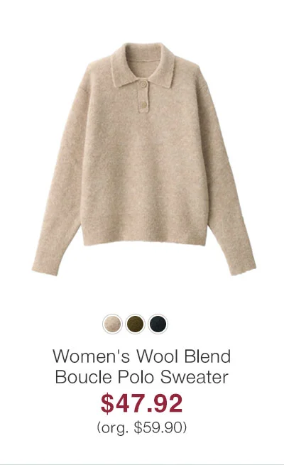 Shop Women's Wool Blend Boucle Polo Sweater