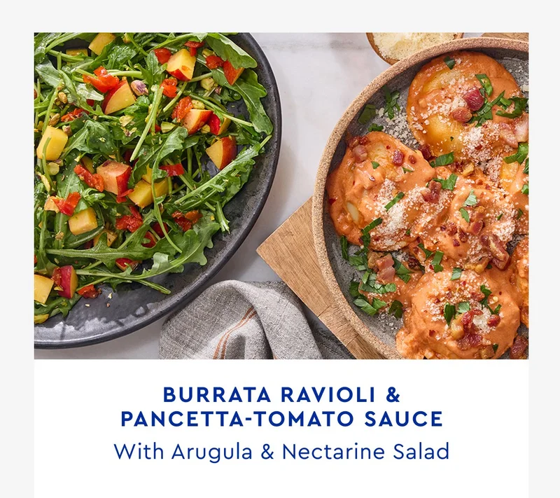 Burrata Ravioli and Pancetta Tomato Sauce