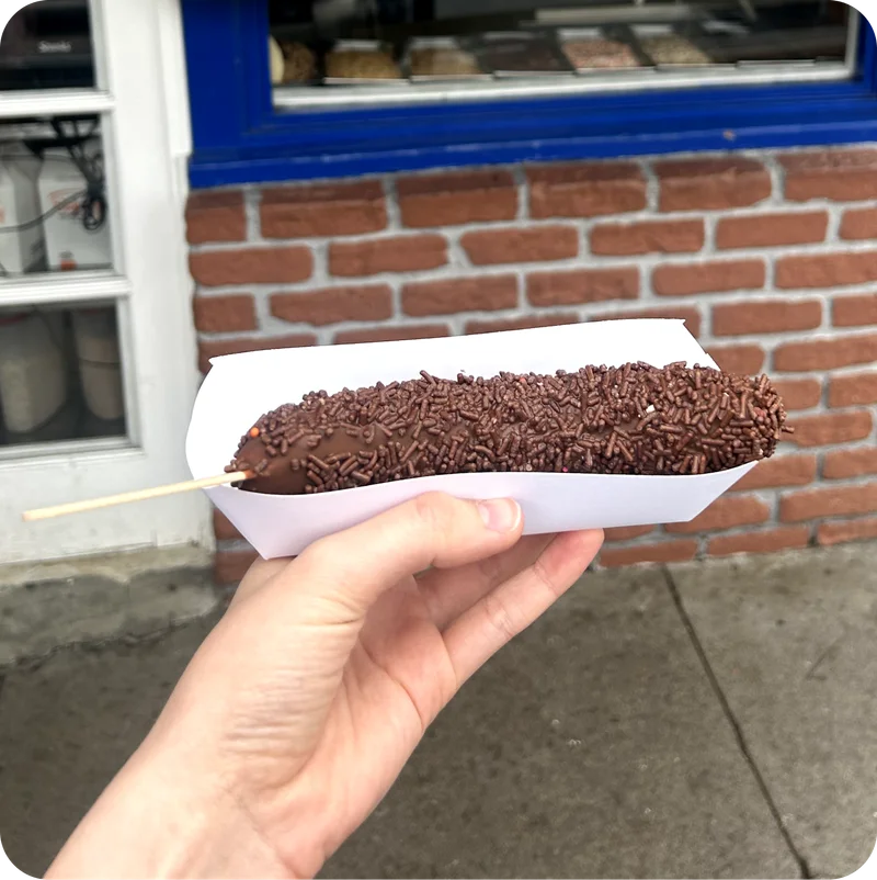 Frozen chocolate-covered banana