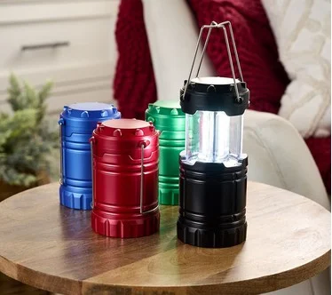 SecureBrite Set of 4 Large COB Lanterns w/ Hook & Handle