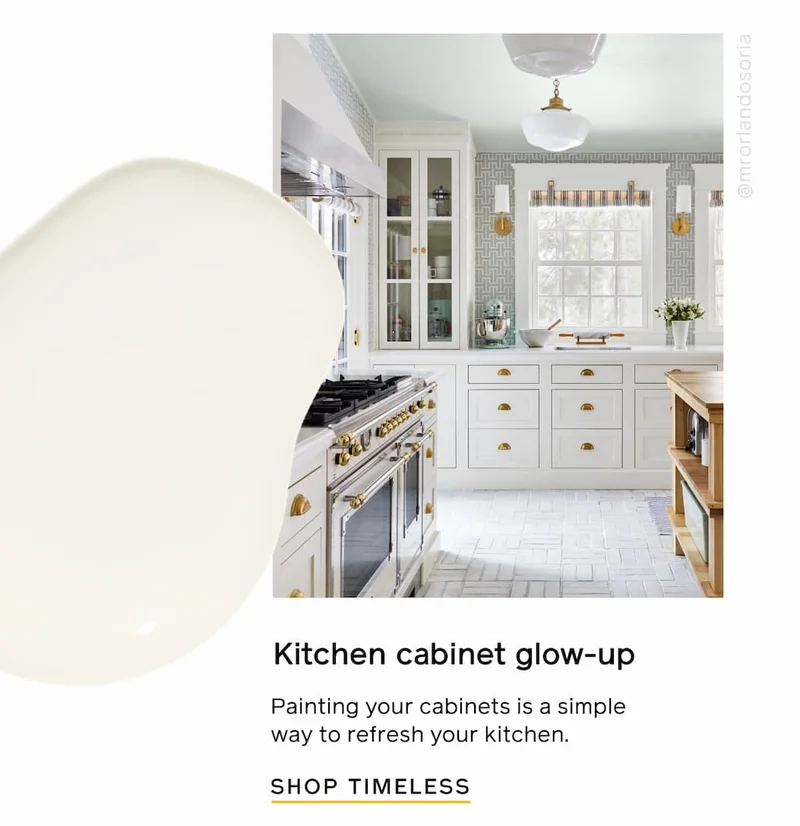 Kitchen cabinet glow-up. Painting your cabinets is a simple way to refresh your kitchen. SHOP TIMELESS