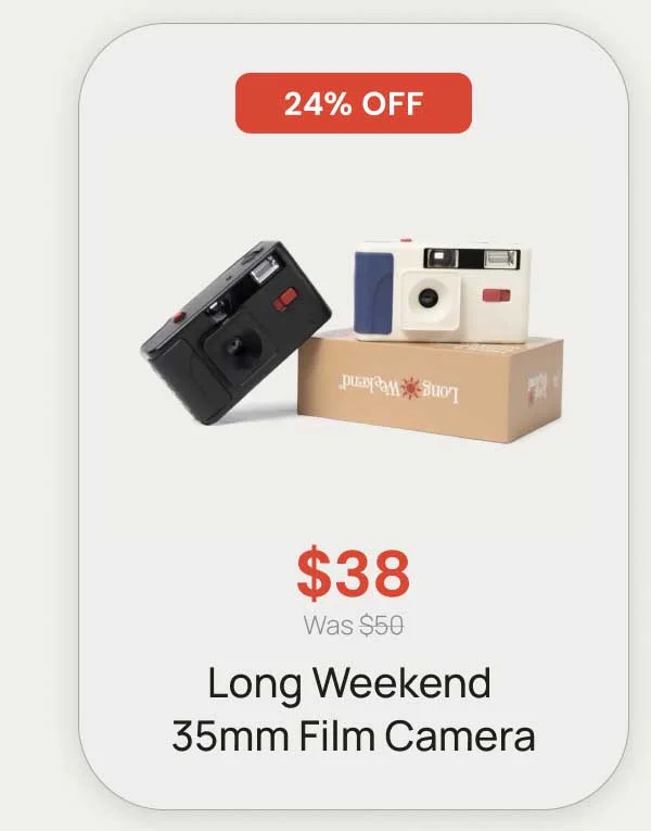 24% off - $38 was $50 Long Weekend 35mm film camera