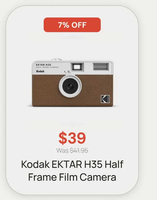 7% OFF - $39 Was $41.95 Kodak EKTAR H35 Half Frame Film Camera