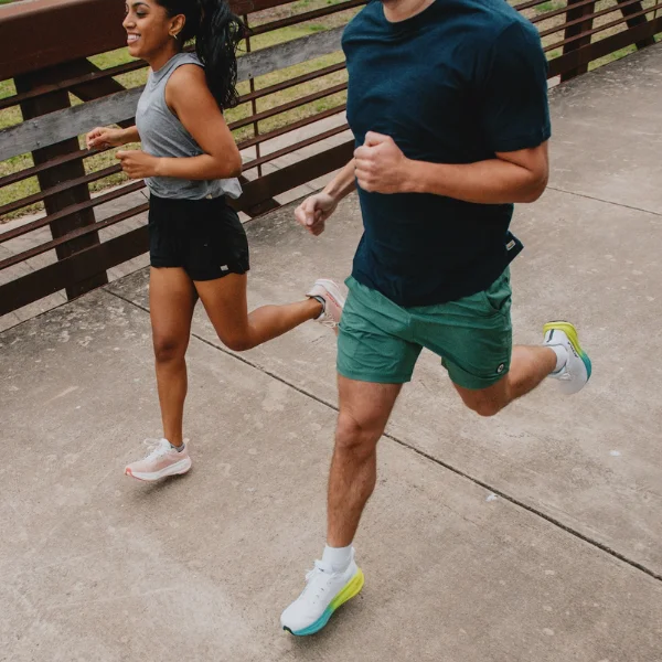 Man and woman running together