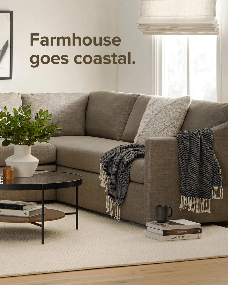 Farmhouse goes coastal.